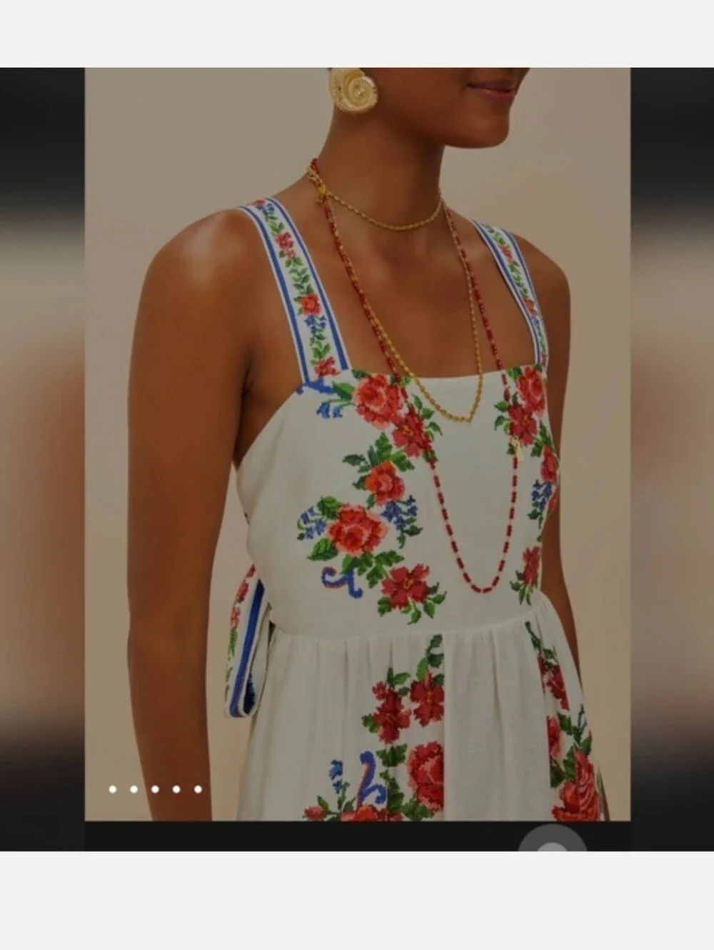 Farm Rio Off-White Flower Tapestry Maxidress